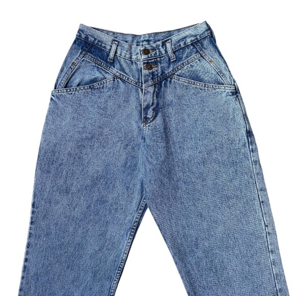 80s vintage Highwaisted Acidwash Jeans No Excuses Stonewash Panel Relaxed Taper. - Picture 3 of 8